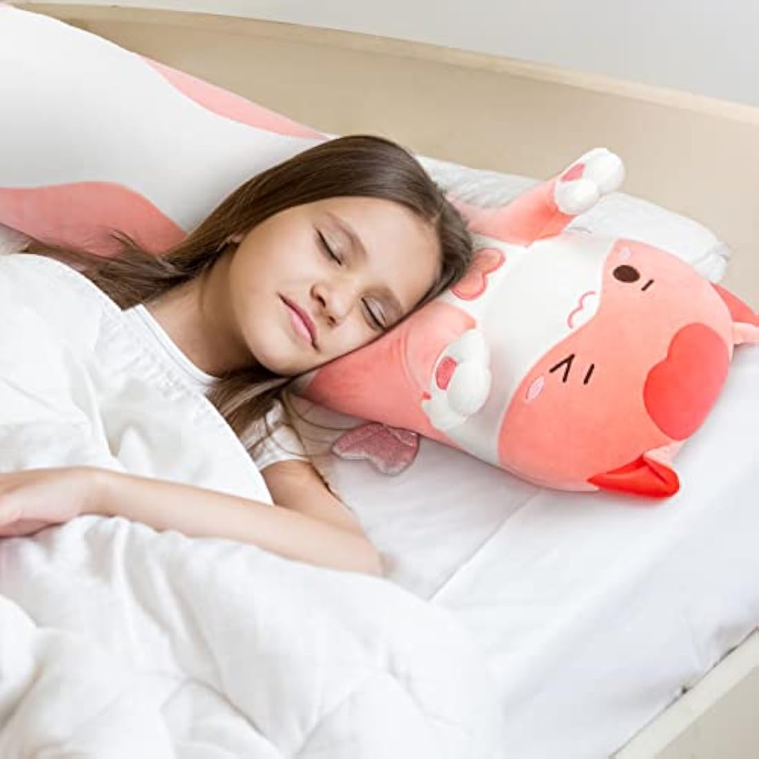 Mewaii 51in Long Cat Plush Pillows Stuffed Animals Squishy Pillows - Cute Plushie Kitten Sleeping Hugging Pillow Toys for Kids(Pink)