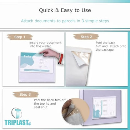 Triplast 500 x A6 Plain Document Enclosed Wallet (158 x 110 mm) | Peel & Seal Clear Plastic Envelopes/Sleeves/Pockets/Wallets | Attach Invoices, Packing Lists & Delivery Notes to Parcels