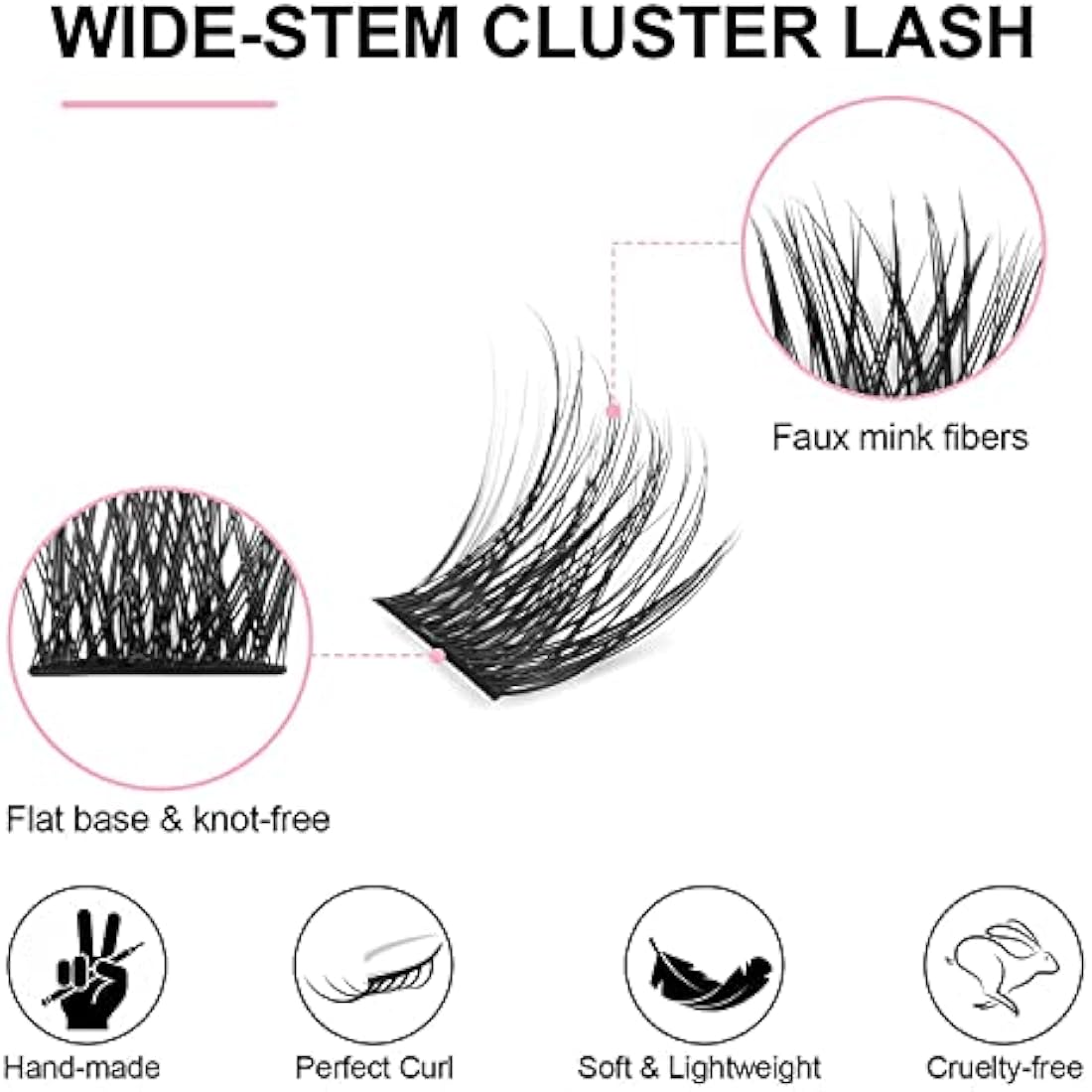 Cluster Lashes Extensions, 144Pcs Individual Clusters Lashes D Curl 15mm, Wide Stem Cluster Eyelashes Soft Natural False Eyelashes DIY Eyelash Extension At Home (15mm, 144P D Curl)