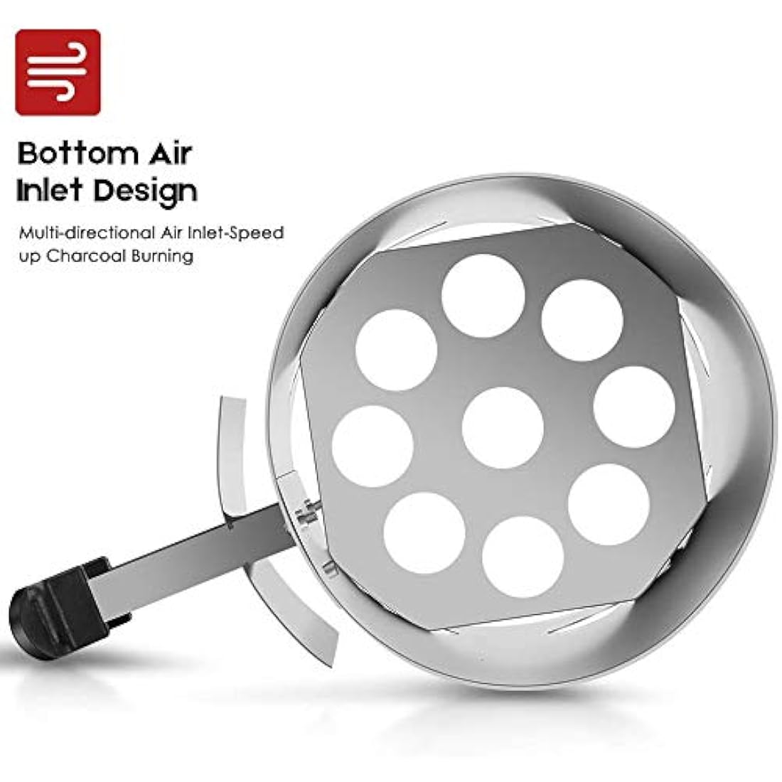 BEAU JARDIN Charcoal Chimney Starter Grill Can Barbecue BBQ Galvanized Steel Chimney Lighter Basket Outdoor Cooking Quick Rapid Fire Briquette for Grilling Camping Accessories 17.7 x 28cm/7x 11in