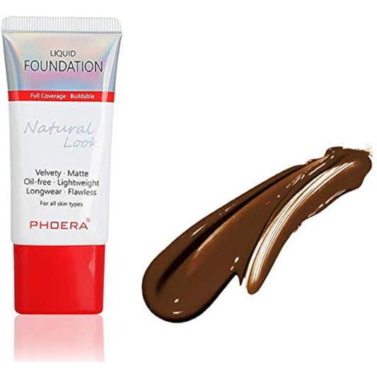 AQUAPURITY PHOERA Full Coverage Foundation New Formula Waterproof Long Lasting Oil Free Velvet Matte Liquid Foundation for Oily Skin Flawless Makeup Base Cream Concealer (110 Truffle…)