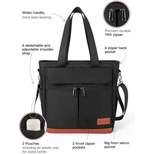 JOYHILL Lunch Bag for Man,Lunch box Bag for Women, Leakproof Insulated Lunch Bag, Lunch Tote with Shoulder Strap, Adult Reusable Lunch Cooler Tote Bags for Work Picnic Camping School Beach, Black