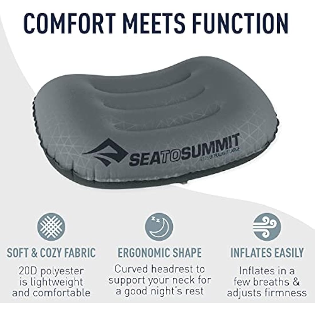 Sea to Summit - Aeros Ultralight Deluxe Pillow XL - Lightweight Inflatable Travel Pillow - Lock System - Ultra-Sil Zippered Pouch - For Camping & Bikepacking - 56 x 36 x 14cm - Sea Foam Green - 130g