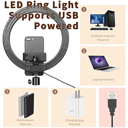 Ring Light 10" with 67" Extended Tripod Stand & Phone Holder for YouTube Video, Camera Led Ring Light for Streaming, Makeup, Selfie Photography Compatible with iPhone Android