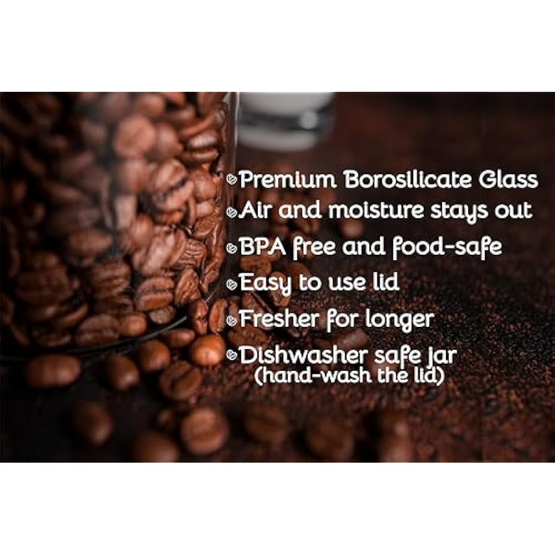 Bewunder Essence 2x 1.3-Litre Borosilicate Glass Jars with Vacuum Lid to push out excess air and maintain freshness | Elegant storage of Tea, Coffee, Pasta and other foodstuffs