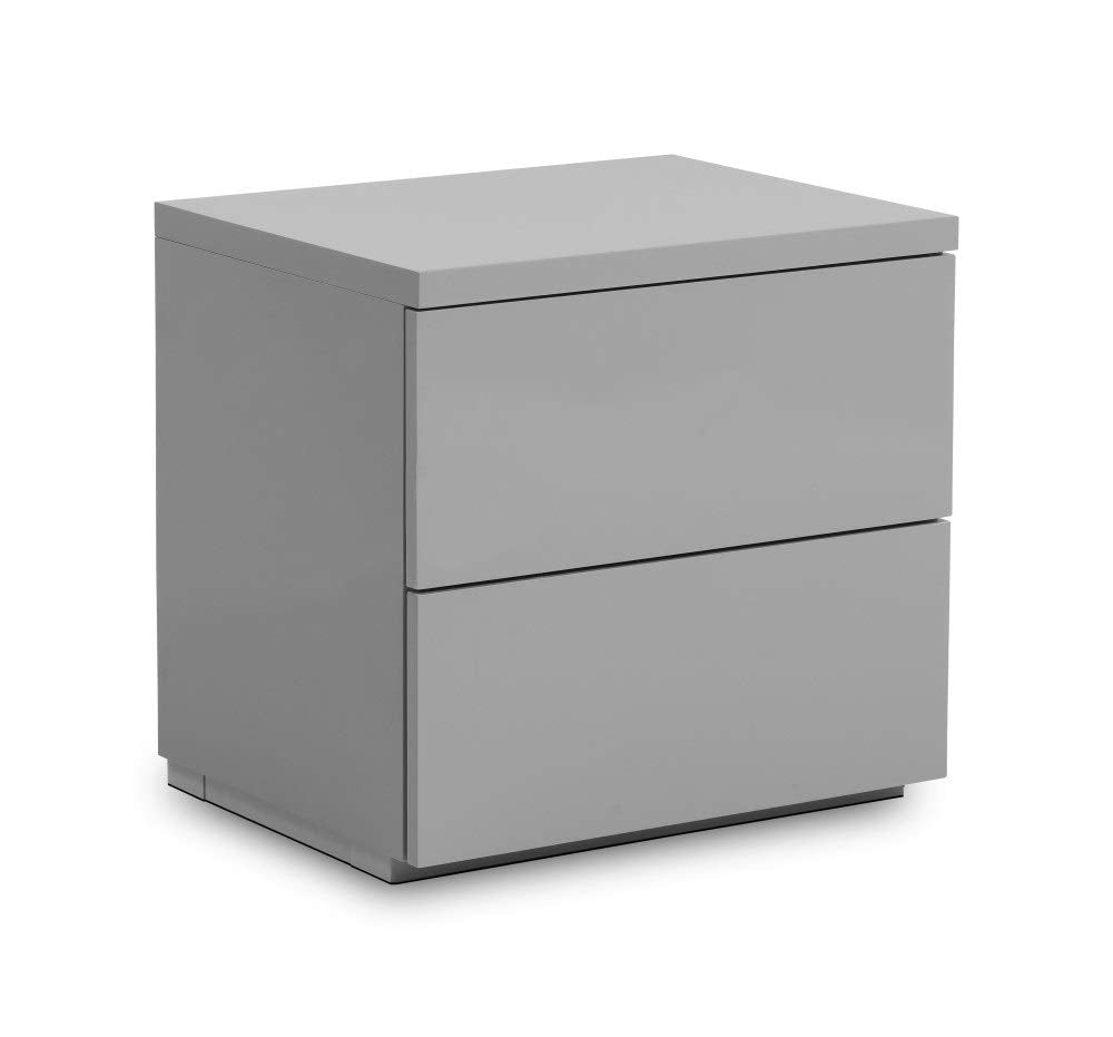 Julian Bowen Monaco Bedside Table, 2 Drawer, Grey - H48 x W50 x D40cm