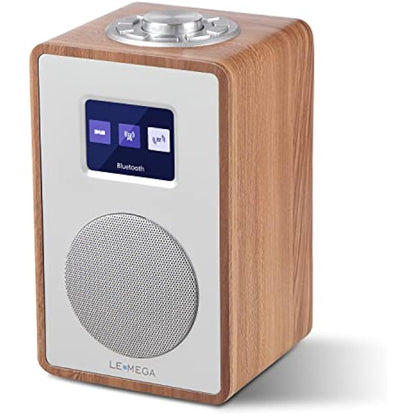 LEMEGA CR4 DAB/DAB+/FM Digital Radio with Bluetooth,Portable DAB Radio with Mains Powered,Dual Alarms Clock with Snooze,Colour Display,Wooden Effect - Walnut