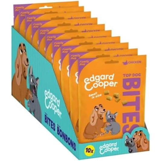 Edgard Cooper Natural Dog Treats - Chicken Top Dog Bites (Small) - (10 x 120g Family Pack), Grain Free, High in Protein & fresh meat, full of essential amino acids for healthy insides