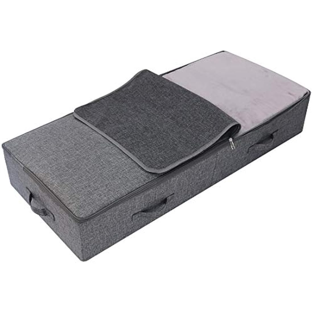 Amonsen Large Under the Bed Storage Container for Duvets, Blankets Bedding Accessories, Underbed Storage Boxes, Black Gray