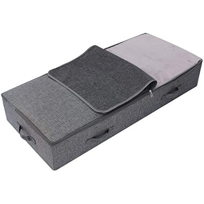 Amonsen Large Under the Bed Storage Container for Duvets, Blankets Bedding Accessories, Underbed Storage Boxes, Black Gray