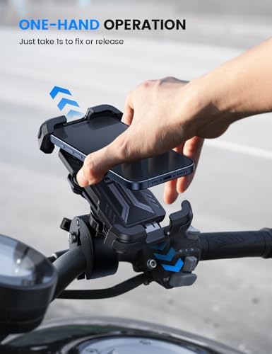 Lamicall Motorbike Phone Holder [Dual Anti-Shock] - 2025 Motorcycle Phone Mount, Universal Bike Phone Holder for iPhone 16 15 14 13 12 11 Pro Max Plus Mini, Samsung S23, 4.7-6.7" Phone - Black