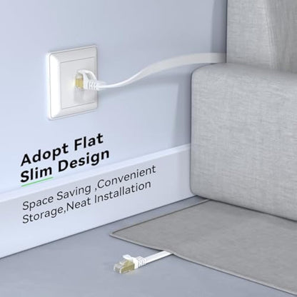 BUSOHE Cat 8 Ethernet Cable 50m, High Speed Flat Gigabit RJ45 Lan Network Cable, 40Gbps 2000Mhz Internet Patch Cord Compatible with Router, Modem, PC, Laptop, Printer