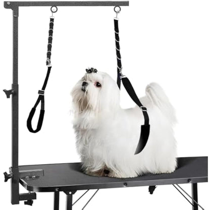 ASOCEA Dog Grooming Belly Strap Nylon Grooming Restraint Loop Noose Dog Grooming Extension Strap Adjustable Traction Leash with D-Rings for Small Medium Cats Dogs Grooming Bathing (Black)