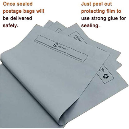 Large 100x Grey Mailing Bags 17” x 22” Polythene Self Seal Big Plastic Envelopes 100% Recyclable - Parcel Postal Postage Packaging Bags Strong Packaging Bags