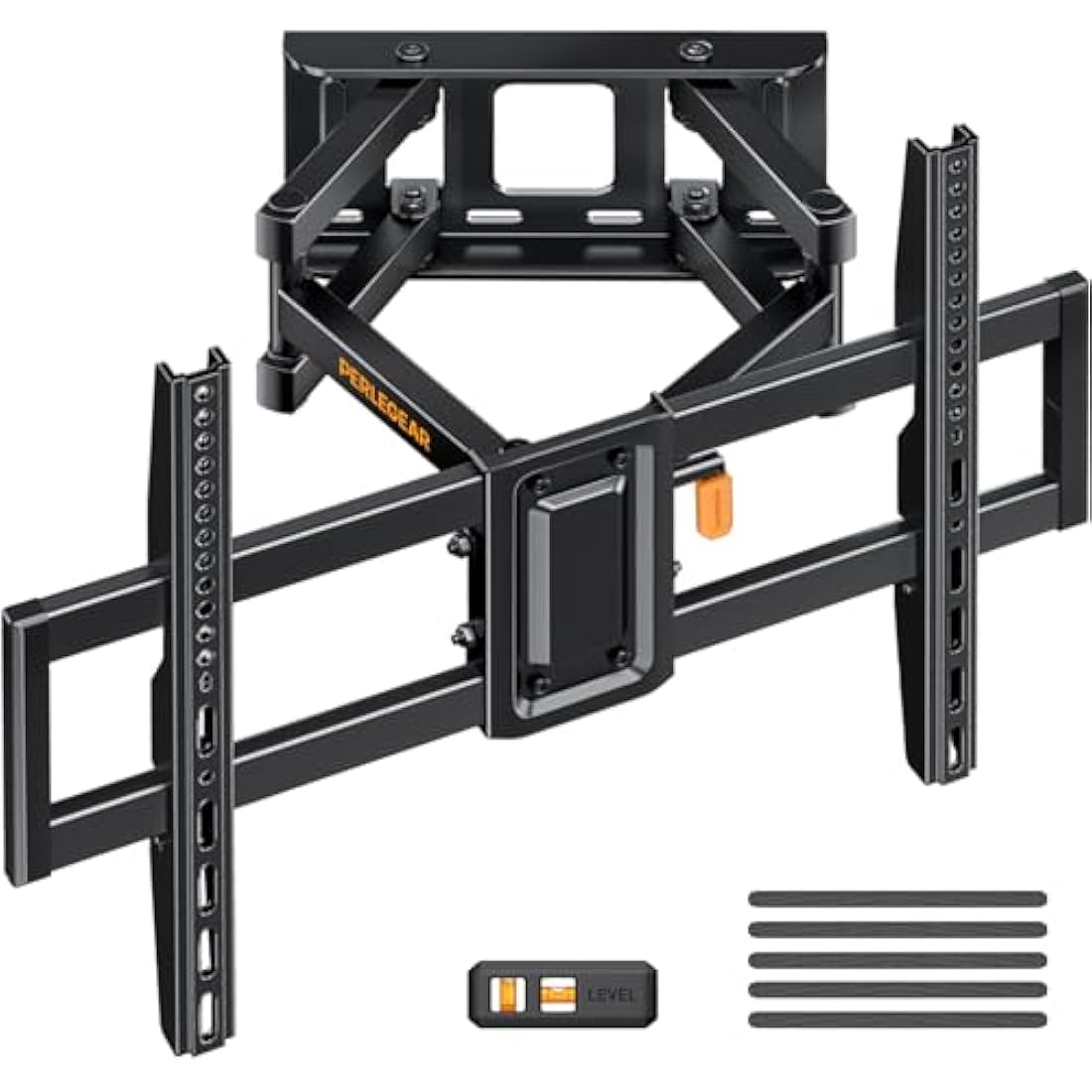 Perlegear TV Wall Bracket Swivels Tilts Extends, Full Motion TV Bracket for Most 37-82 Inch Flat&Curved TVs up to 60kg, MAX VESA 600x400mm