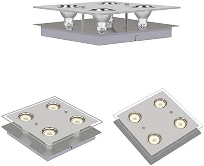 HiBay Modern Ceiling Light Chrome LED Kitchen Spotlight Fittings 4 Way Ceiling Spots GU10 Square Flush Lamp 240V for Bedroom, Living Room, Lounge -Bulbs Not Included