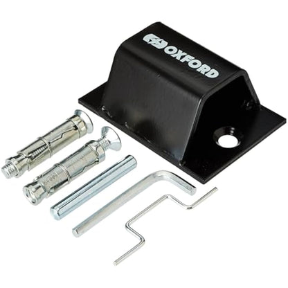 Oxford LK397 Brute Force Ground Anchor. Motorcycle Motorbike Bicycle Ebike Security/Wall Anchor, Black