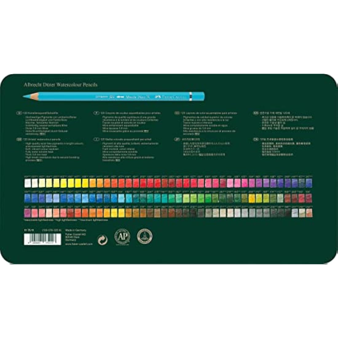 Faber-Castell Art & Graphic Albrecht Dürer Watercolour Pencil, Multicoloured, Tin Of 120, For Art, Craft, Drawing, Sketching, Home, School, University, Colouring