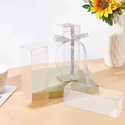 BENECREAT 30PCS Clear Wedding Favour Boxes 5x5x15cm Rectangle PVC Transparent Gift Boxes for Candy Chocolate Party Gift Wrapping