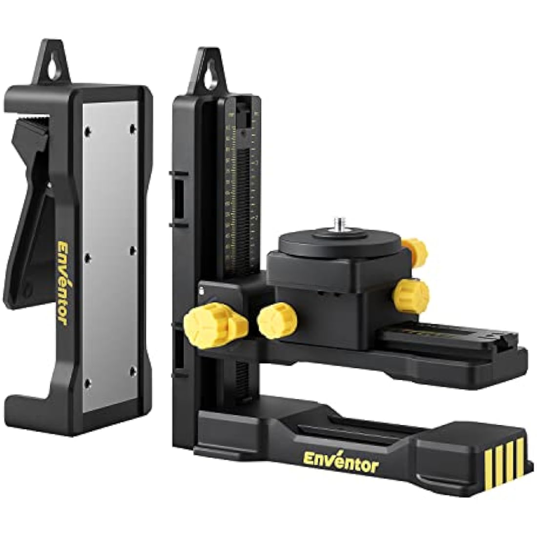 Enventor L-Shape Magnetic Bracket Base for Laser Level, 1/4''-20 Threaded Laser Level Tripod Stand with Adjustable Clamp, 360° Horizaontal Ratation, Left and Right, Front and Rear, Height Fine-Tuning