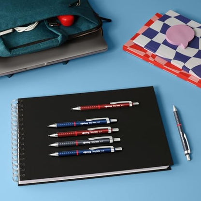 rOtring Tikky Retro Mechanical Pencils | 2B 0.7 mm | Blue Barrels | with Comfort Rippled Grip | 12 Count