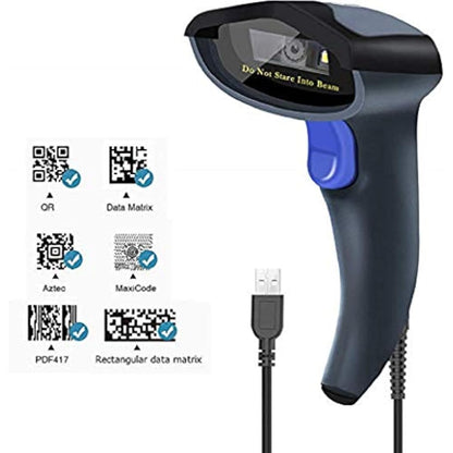 NETUM Wired 2D QR Barcode Scanner - Handheld Automatic Omnidirectional Bar Code Reader/Imager (QR, PDF417, GS1 Data Matrix) with USB Cable