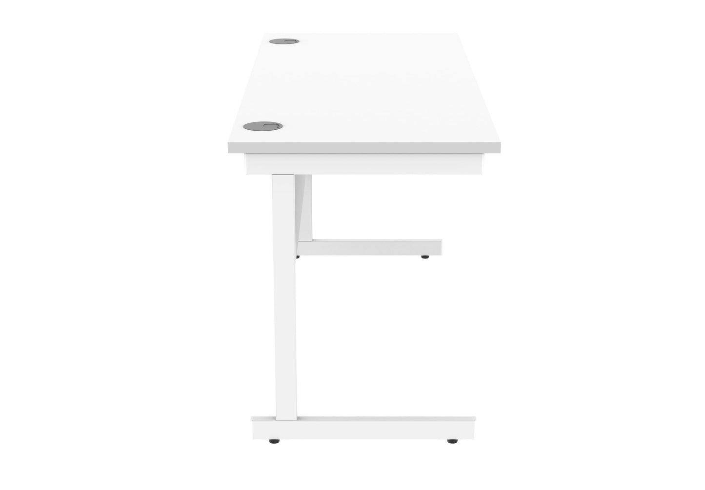 Office Hippo Essentials Rectangular Writing Computer Work Place, Home Office Desk with Cable Port Management, MFC, Arctic White, 140x60cm