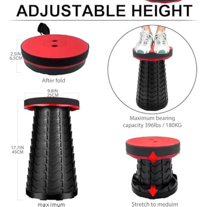 Portable Folding Stool for Camping Outdoor - Max Load Capacity 396 LBs - LUXJET Small Folding Chair for Hiking, Fishing, Travel (Red)