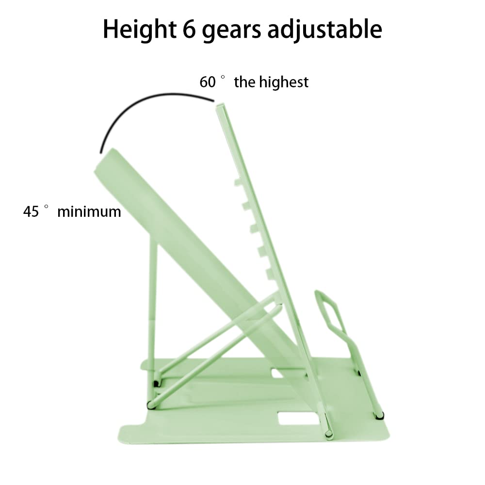 Book Stand, Multifunctional Metal Book Holder for Reading (Green)