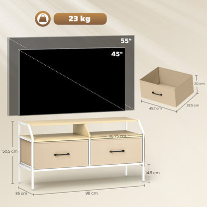 HOMCOM Industrial-Style TV Stand Cabinet - Natural Wood Finish