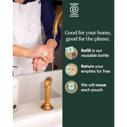 Bower Collective Natural Antibacterial Liquid Hand Soap Refill, Geranium & Grapefruit Handwash Refill, Eco-Friendly Soap, 1 Litre, 300+ Washes