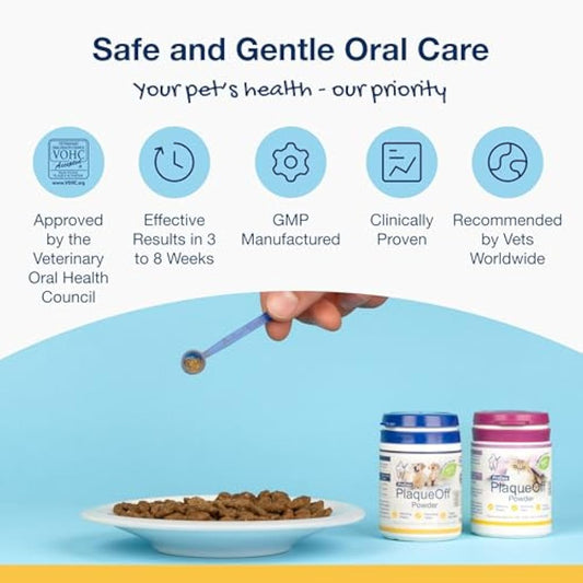 ProDen PlaqueOff Powder for Dogs & Cats, Tartar & Bad Breath Remover with 100% Natural Teeth Plaque Remover 180 g