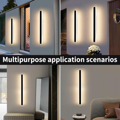 Mikeru 100cm LED Long Outdoor Wall Light, 2pack 3 Colour Light 3000k/4500k/6000k Garden Wall Light, IP65 Rainproof Acrylic Wall Sconce for Living Room, Garden, Courtyard, Villa