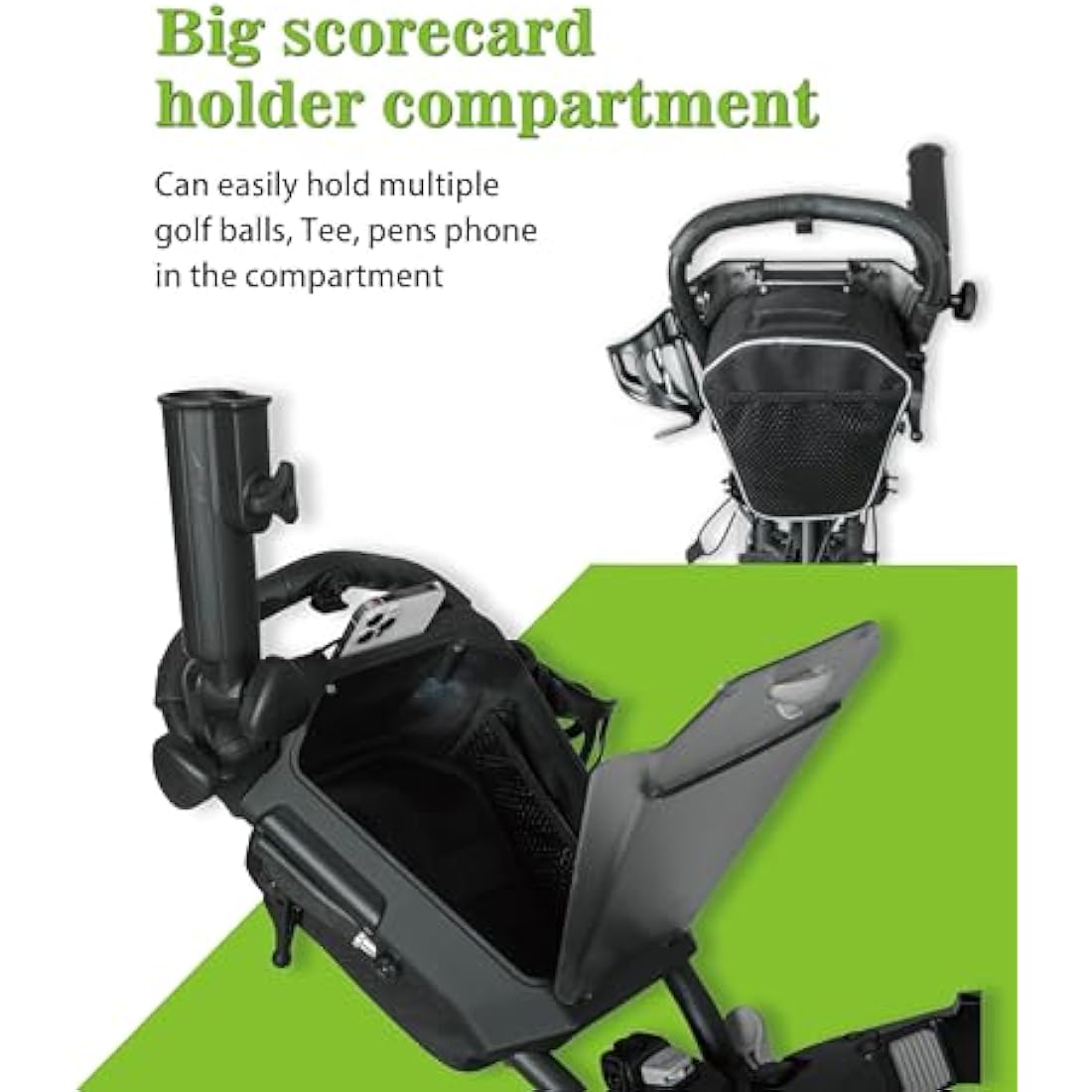 Newfly 3 Wheel Golf Push Cart Compact Semi-Auto Folding and Unfolding,Ultra Lightweight Smallest Folding Size, New-Version Scorecard Holder