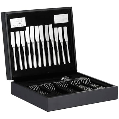 Viners Eden 44 Piece 18/10 Silver Stainless Steel Cutlery Set in Wooden Gift Box