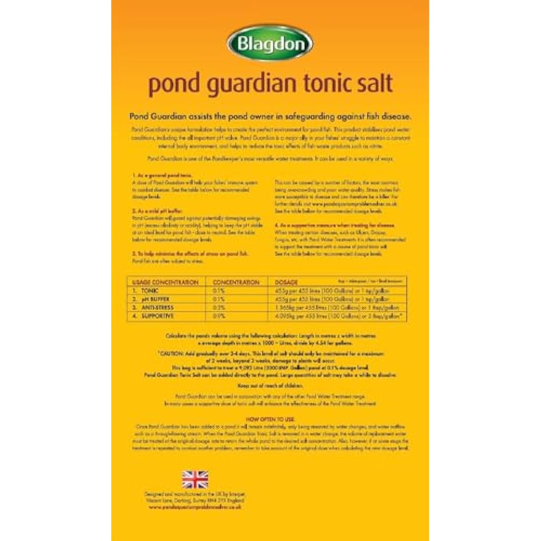 Blagdon Guardian Pond Tonic Salt, for Fish Health, Water Quality, General Tonic, pH Buffer, 9.08kg, treats 9,092 litres