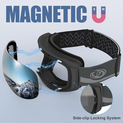 Findway Ski Goggles,Snowboard Goggles for Men Womens Ladies Over Glasses OTG, Magnetic Interchangeable Spherical Lens,Anti-fog 100% UV Protection,