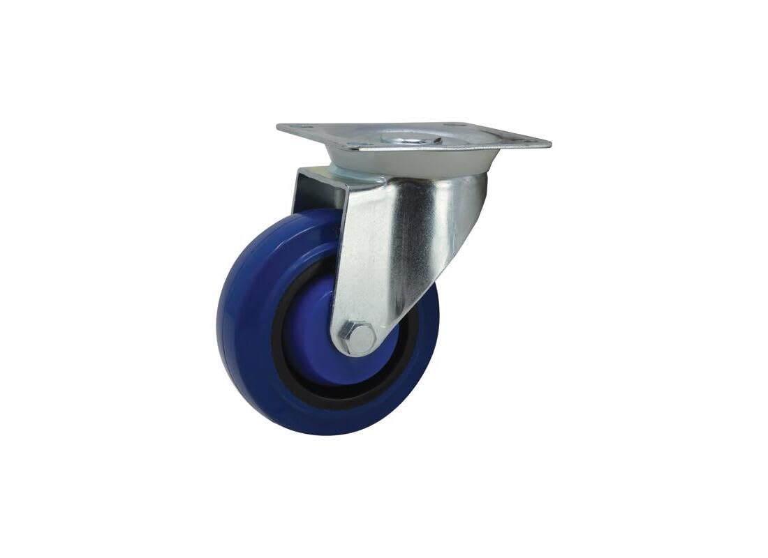 Shepherd Hardware 9260 4-Inch Swivel Caster, Elastic Blue Rubber, 265-lb Load Capacity