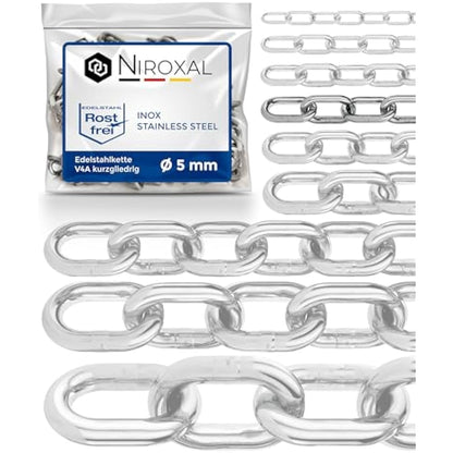 12-Meter 5-mm Thick Stainless Steel Chain V4A Short-Linked from NietFullThings on Piece Anchor Chain DIN 5685 DIN 766 12-m