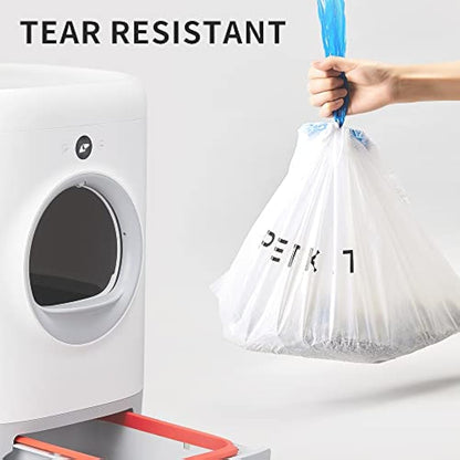 PETKIT Replaced Cat Litter Tray Liners with Drawstring 100 pcs for PURA X and PURA MAX Self Cleaning Cat Litter Box, 55x30cm, Portable Strong Cat Litter Waste Replaceable Bags