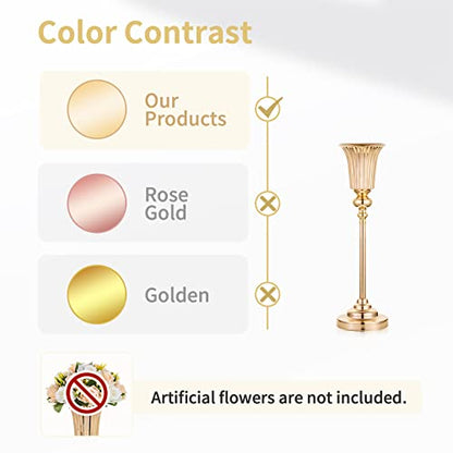 NUPTIO Gold Vase Centrepieces Tall: 2 Pcs 54.6cm Wedding Table Centerpieces Trumpet Vases Metal Flower Stand for Party Anniversary Ceremony Birthday