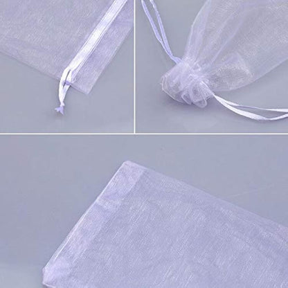 G2PLUS White Organza Gift Bags: 13x18 CM Clear Mesh Pouches, 100 PCS Organza Jewellery Bags, Large Favour Pouches for Wedding, Birthday Party Supplies
