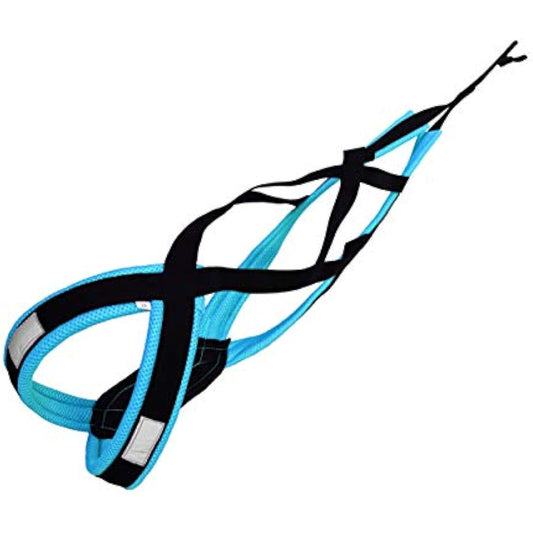 LASALINE XBack Dog Harness - Canicross, Bikejoring, Mushing, Ski Joring, Black & Light Blue