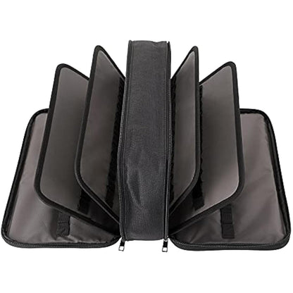 BSTKEY Pencil Case Wrap for Colored Pencils, Large Capacity 360 Slots Pencil Holder with Double Zipper Students School Office Pencil Pouch, Black (No Pencils)