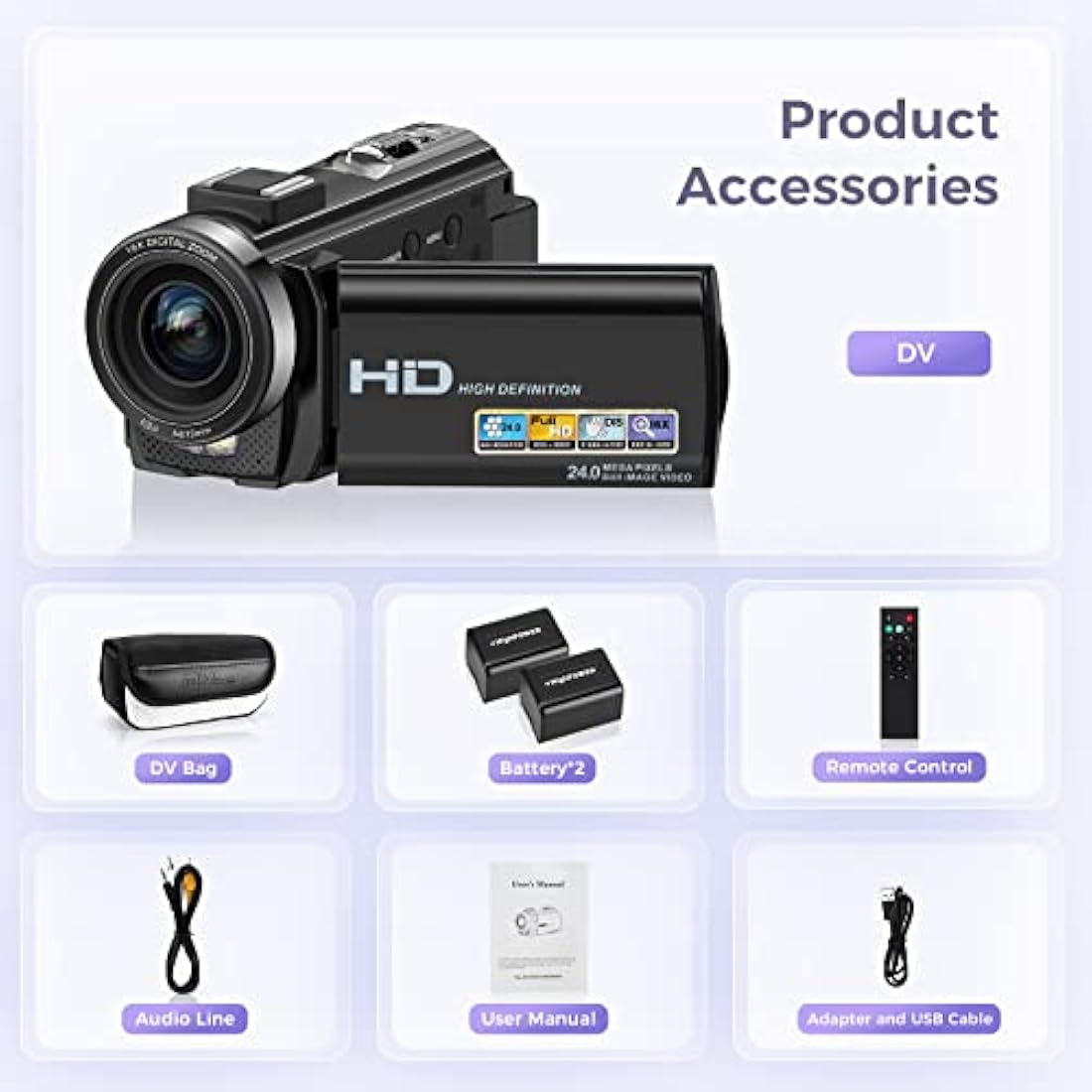 Sunscien Video Camera Camcorder, Full HD 1080P Digital YouTube Vlogging Camera Recorder,Video Camera 30FPS 3.0 Inch LCD 270 Rotatable Degrees IPS Screen with Remote Control 2 Batteries