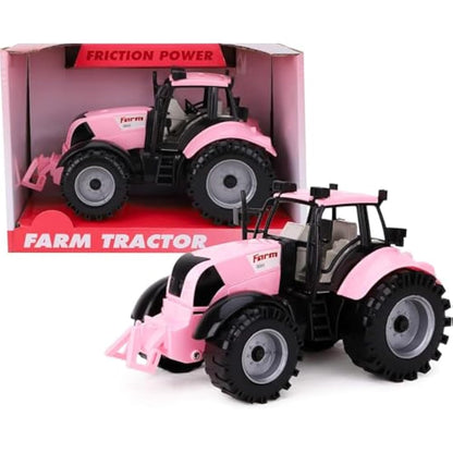 Toyland® Friction Powered Farm Tractor With Opening Bonnet - Available In Pink, Blue, Red & Green (Pink)