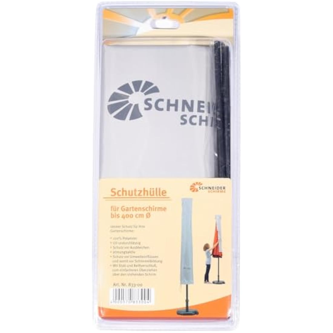Schneider protective cover for parasols, silver-gray, up to approx. 400 cm Ø
