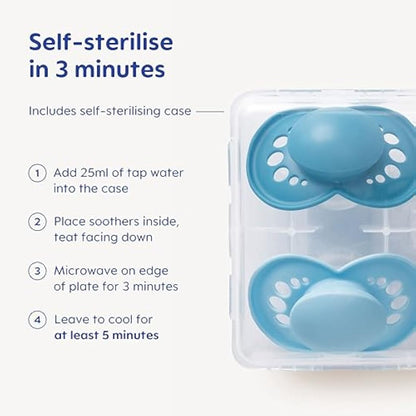 MAM Original Soothers | 0-6 Months | 2 Pack | Comes in Dummy Steriliser Case | Sustainable Materials | Baby Accessories for Newborn | Pink (Various Designs)