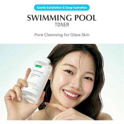 EQQUALBERRY Swimming Pool Face Toner 300ml Moisturising and Soothing Facial Toner for Face, Pore Control and Gentle Exfoliation, Suitable for Dry to Oily Skin