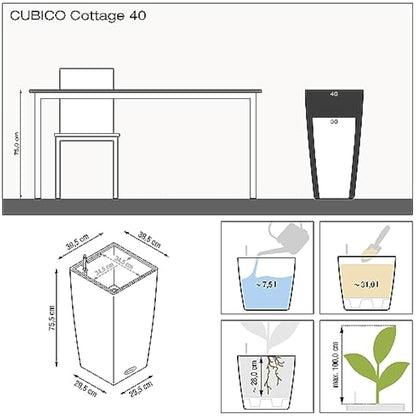 LECHUZA CUBICO Cottage 40 graphite black 15253